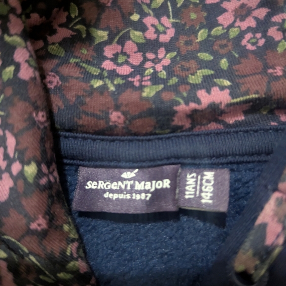 Sergent Major Navy Kids Hoodie with Floral and Butterfly Motif - Picture 5 of 5